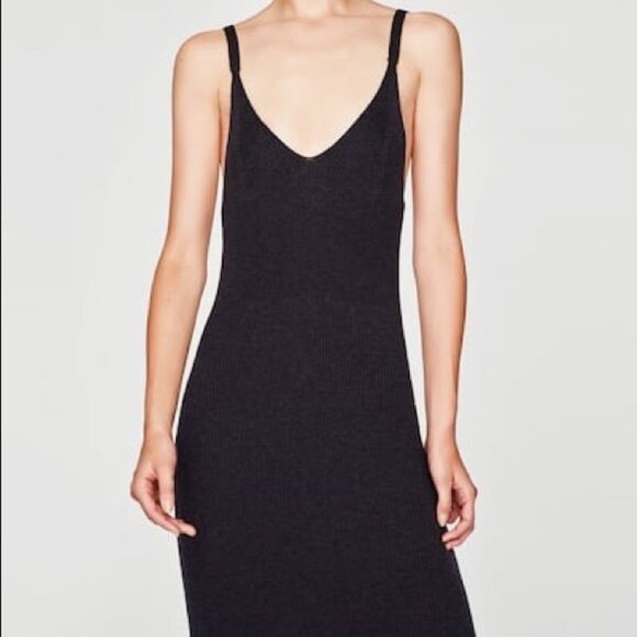 Zara Dresses & Skirts - Zara Classic Cashmere Silk Blend Knit MaxiTank Dress with V Neck  - SZ M